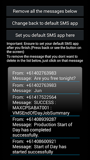 Remove unwanted SMS's