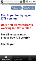 Restaurants & Nutrition LITE APK ภาพหน้าจอ #5