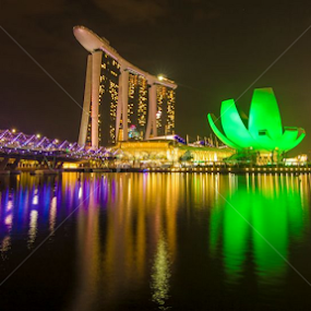 Night vew in Singapore by Alfi Nurulhida - City,  Street & Park Night