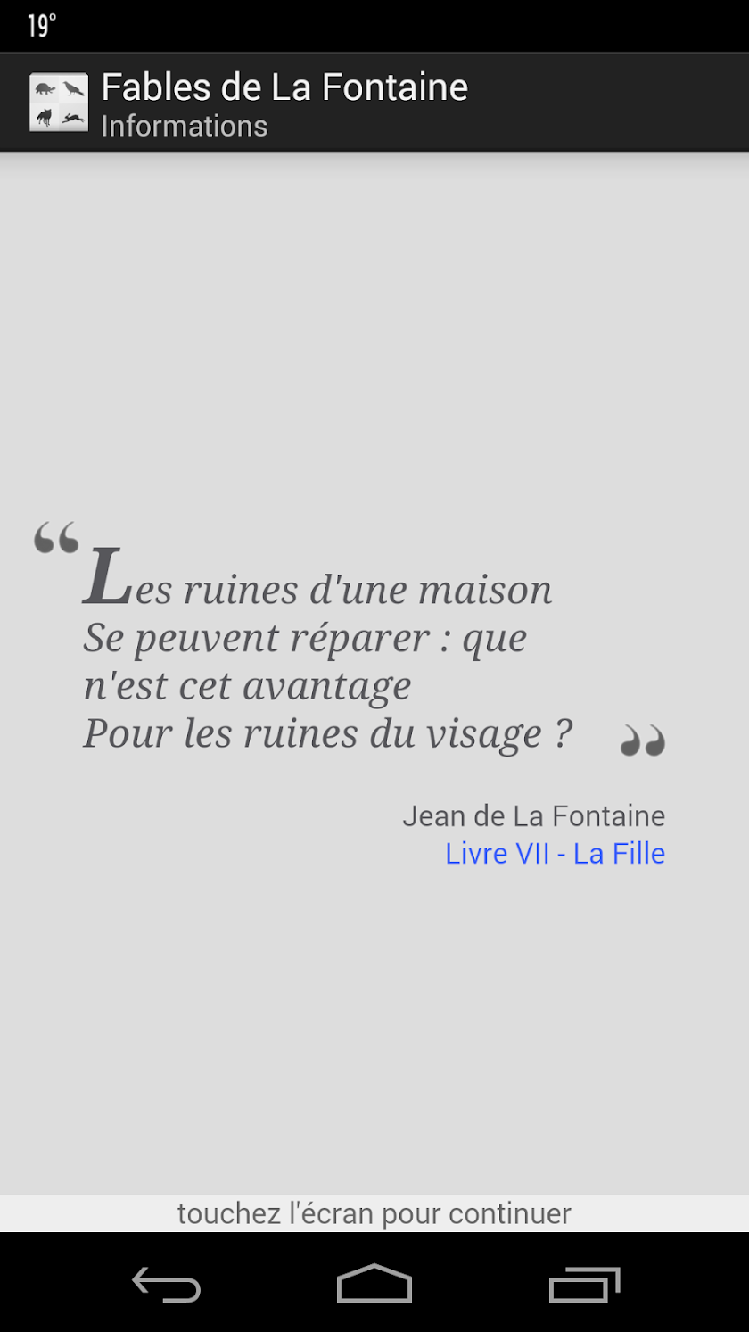 La Fontaine Audio - Sélection Screen 1