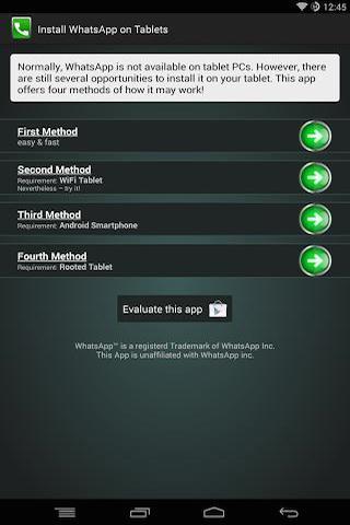 Install Whatsapp on Tablet