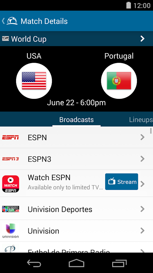 Live Soccer TV broadcast guide Android Apps on Google Play