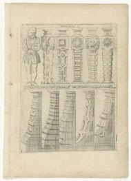 Vijf termen of balusters en vijf stenen ranken