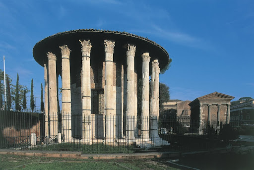 Low angle view of a temple, Temple Of Hercules Victor, Rome, Lazio, Italy