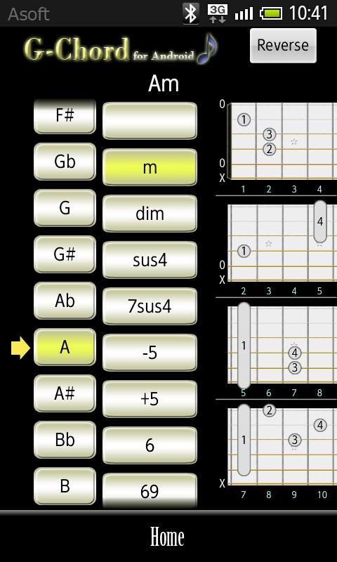 Android application GChord  (Guitar Chord Finder) screenshort
