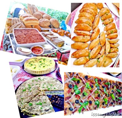 Yummy french food c/o Le Cuisine! Variety of french breads, turnovers, pies and quiches, and pizzas!