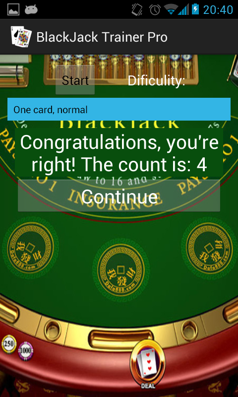 Android application BlackJack Trainer Pro screenshort