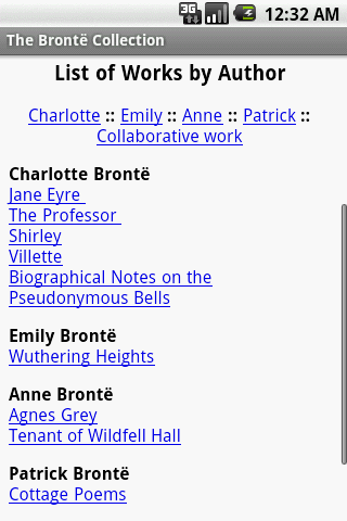 Android application The Bronte Collection screenshort