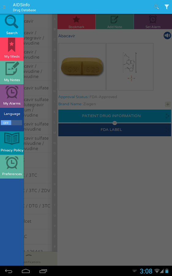    AIDSinfo Drug Database- screenshot  