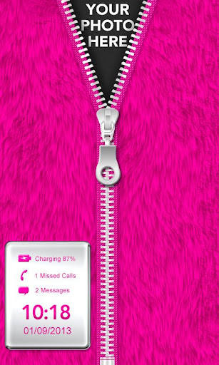 【免費個人化App】★Pink Fur Zipper Lock Screen★-APP點子