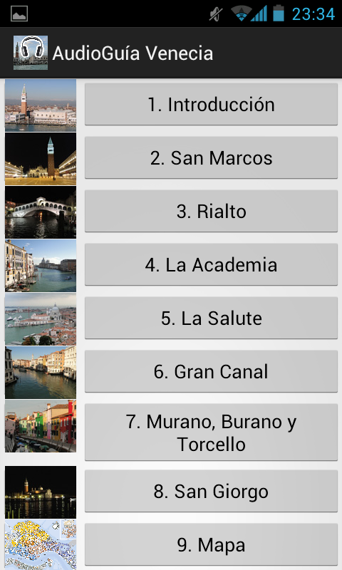 Android application Audio Guía Venecia MV screenshort