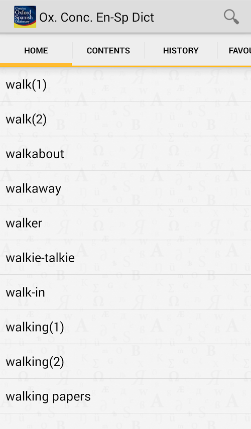 Android application Concise Oxford Spanish Dict screenshort