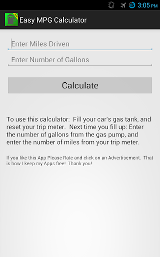 Easy MPG Calculator