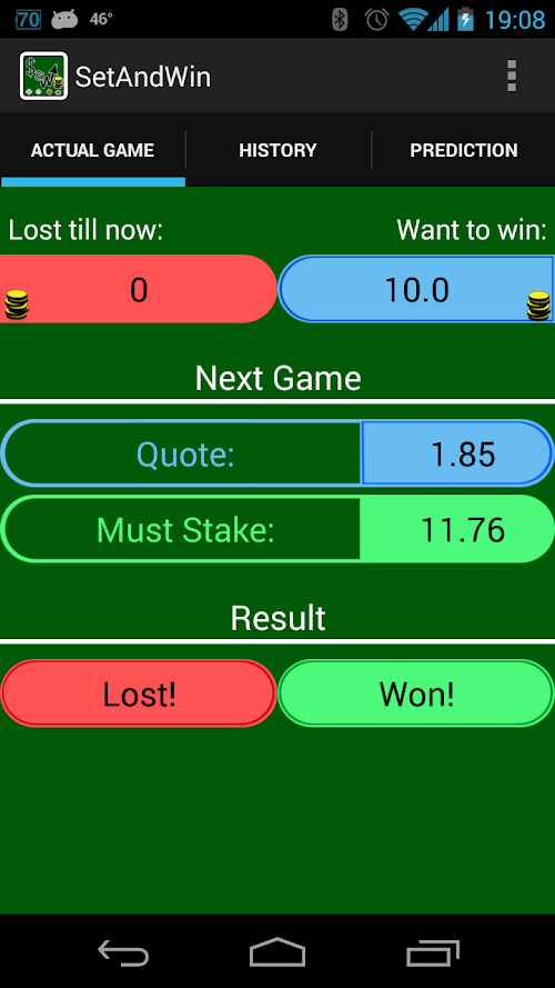 Android application SetAndWin. Betting Manager screenshort