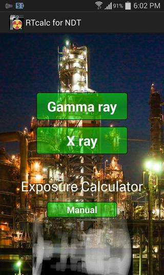 Android application RTcalc for NDT screenshort