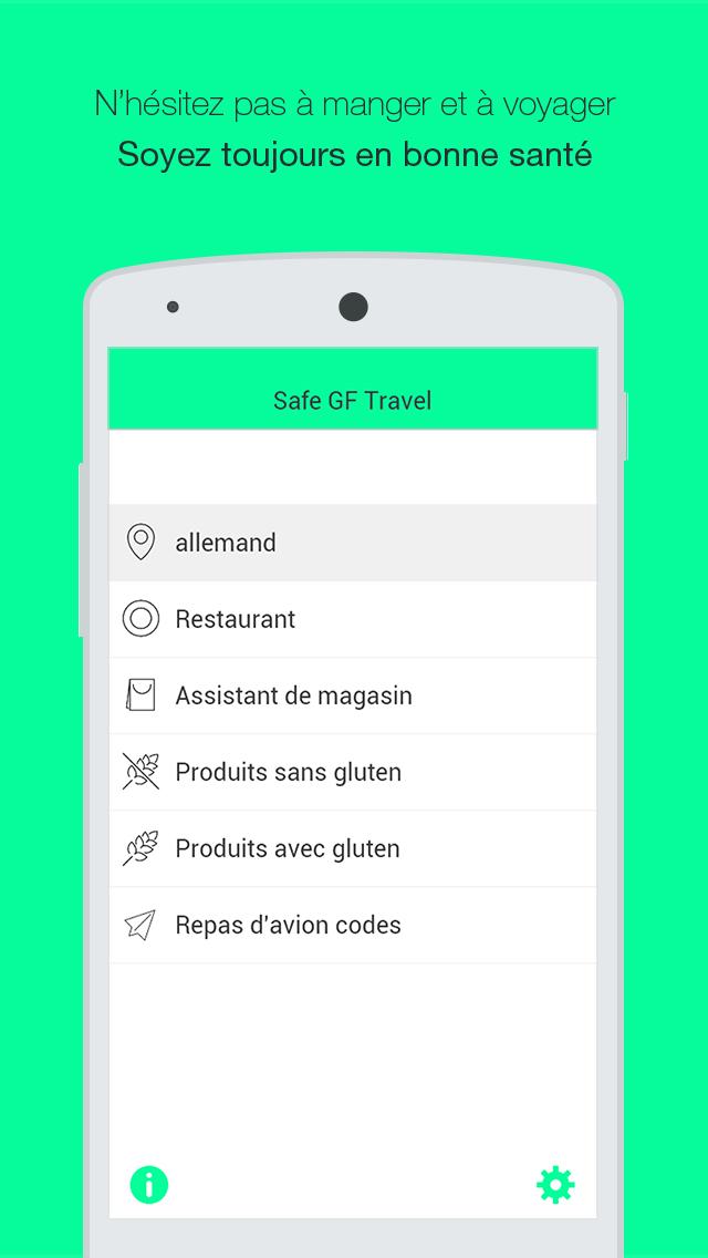 Android application Safe Gluten Free Travel screenshort