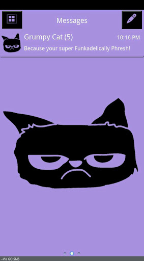 Grumpy Cat Purple Go SMS Theme