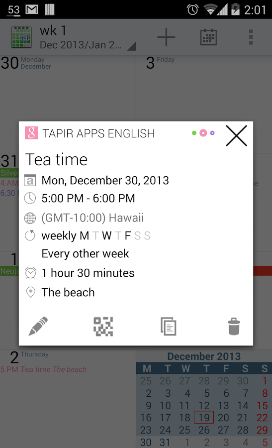 aCalendar - Android Calendar - screenshot