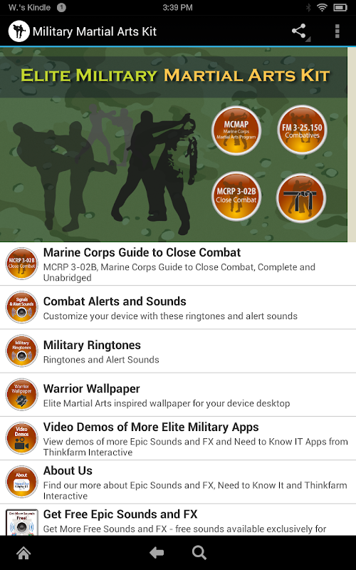 Android application Elite Military Martial Arts screenshort