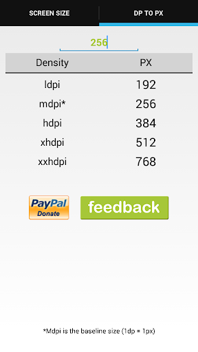 Screen Size DP to PX Tool