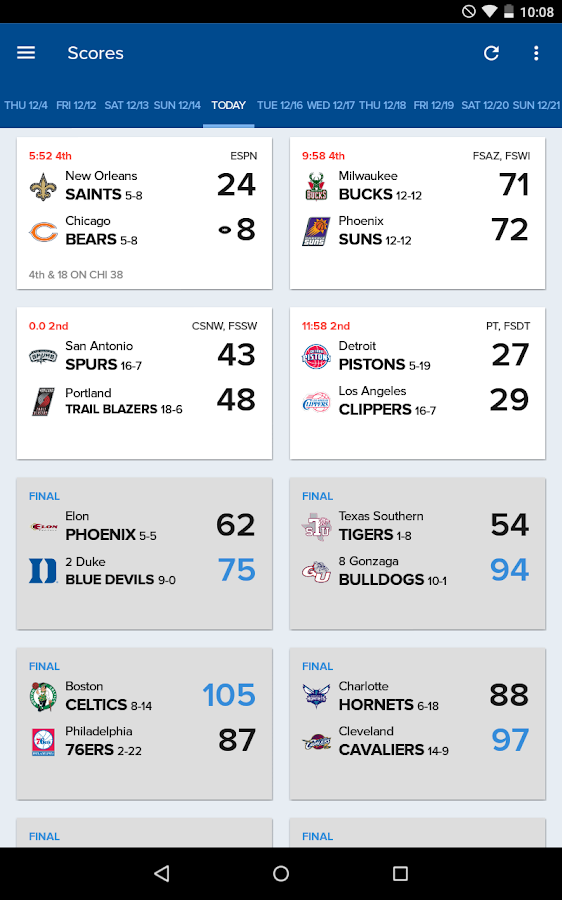 Cbs sports screenshot