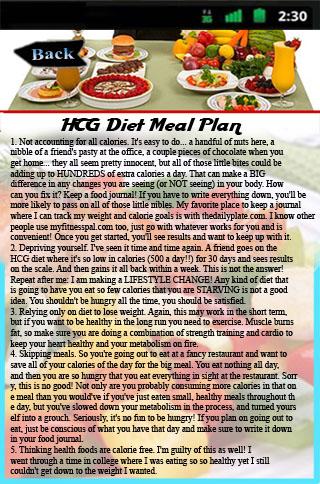 HCG Diet Meal Plan