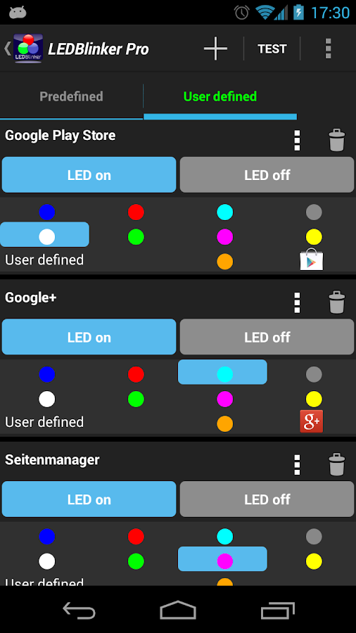 LEDBlinker Notifications - screenshot