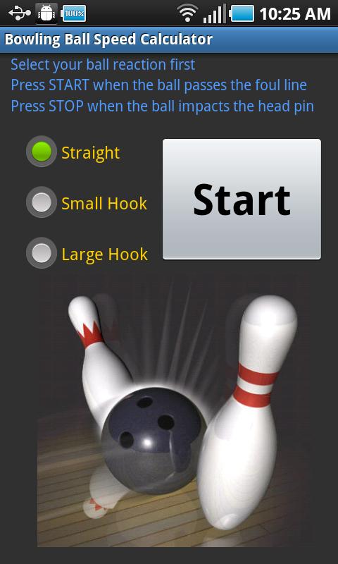 Android application Bowling Ball Speed Calculator screenshort