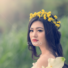Look at the flowers by Gadjah Surianto Haslim - People Portraits of Women