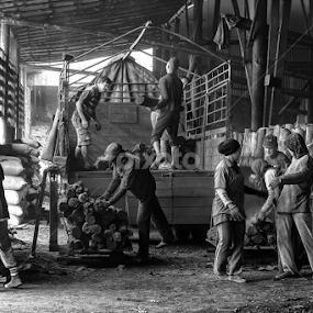 Workers at Charcoal Factory by Wan Azizi WS - Black & White Street & Candid
