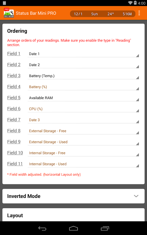 Status Bar Mini PRO - screenshot