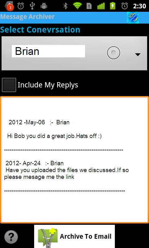Message Archiver Screen 3