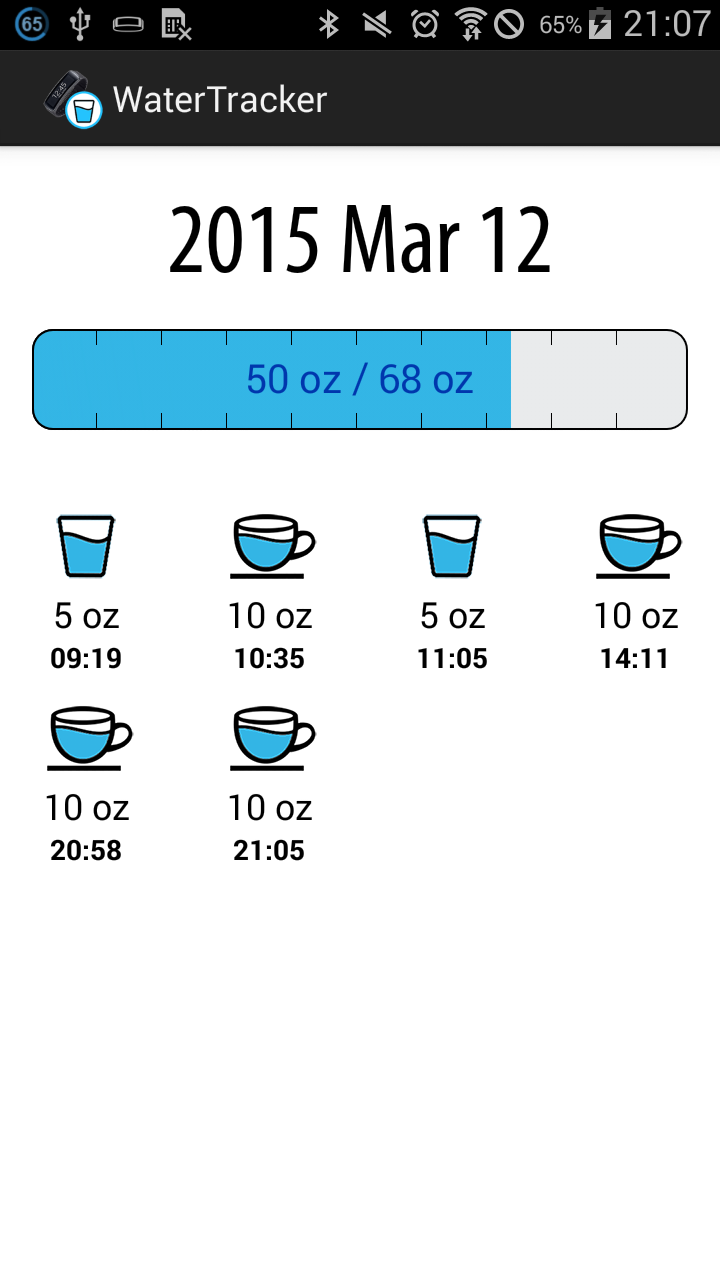 WaterTracker for Gear Fit Screen 3