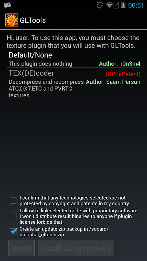 Android application GLTools [root] (gfx optimizer) screenshort