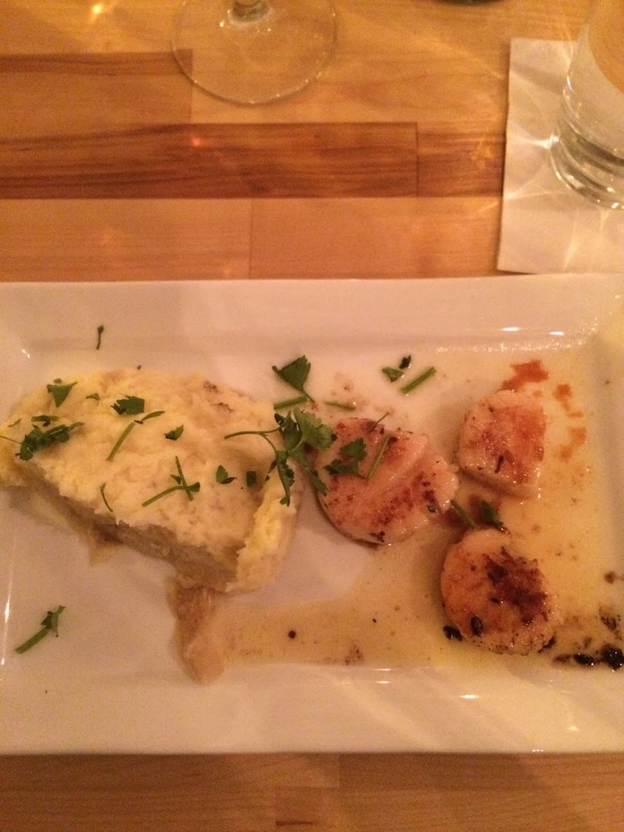 Giant diver scallops with mascarpone mashed potatoes.