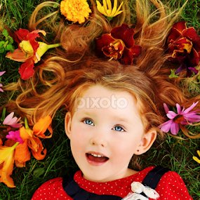 Blossoms In My Hair by Cheryl Korotky - Babies & Children Child Portraits