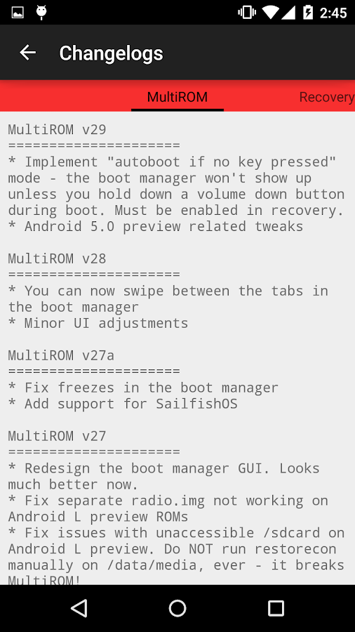    MultiROM Manager- screenshot  
