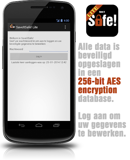 SaveItSafe Lite wachtwoorden