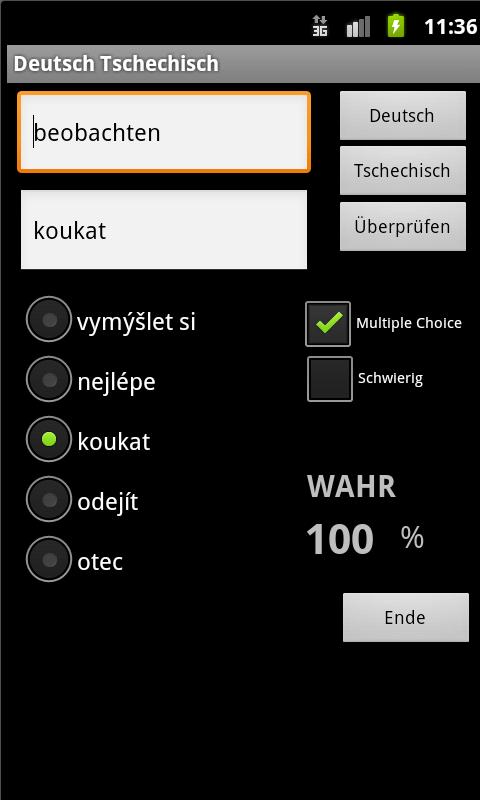 German Czech Dictionary Screen 2