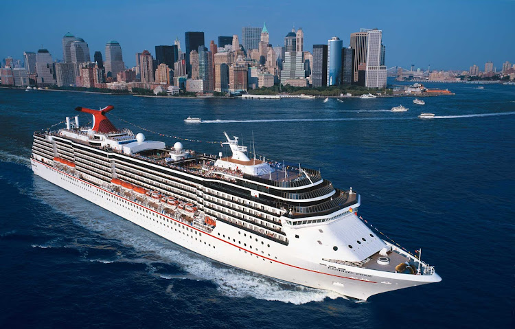 Carnival Pride sails through New York Harbor.