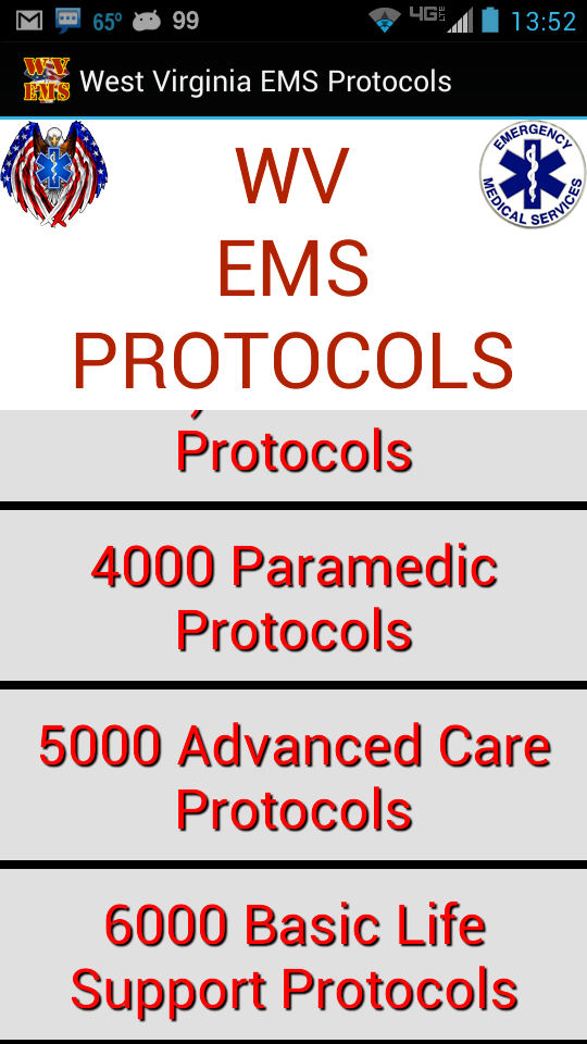 WV EMS Protocols Screen 1