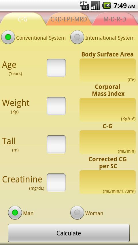 Android application eGFR Calculator screenshort