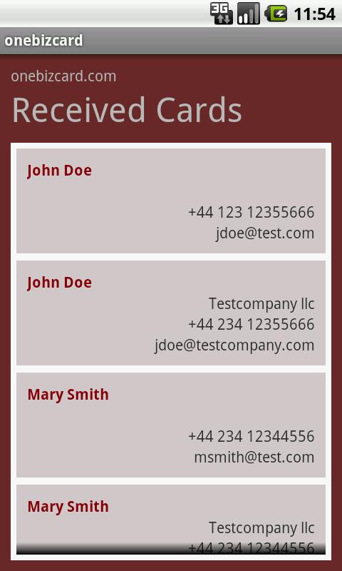 onebizcard Screen 2
