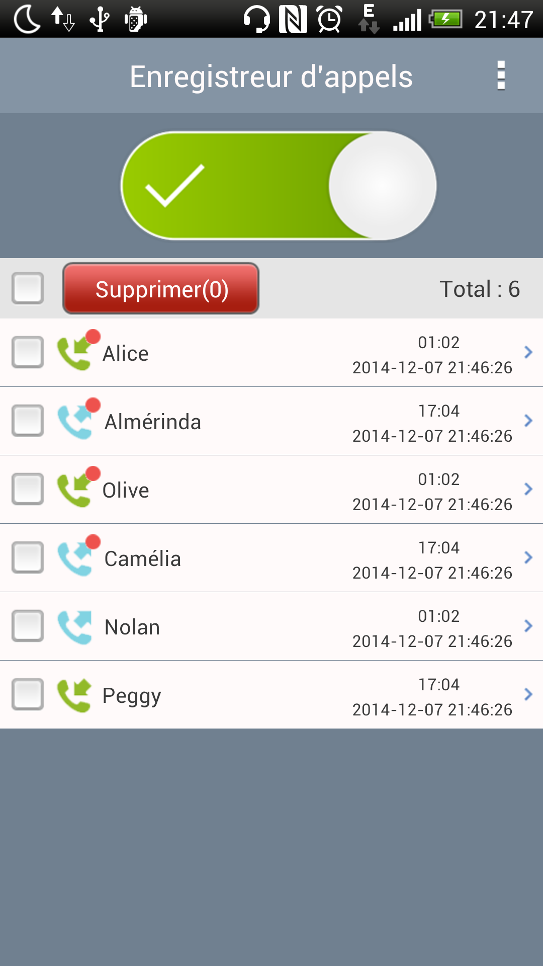 Android application Super Call Recorder screenshort