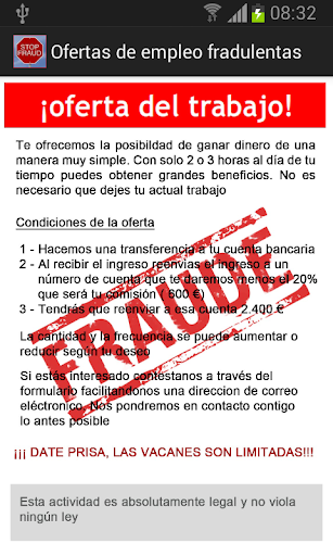 Empleo ofertas fradulentas