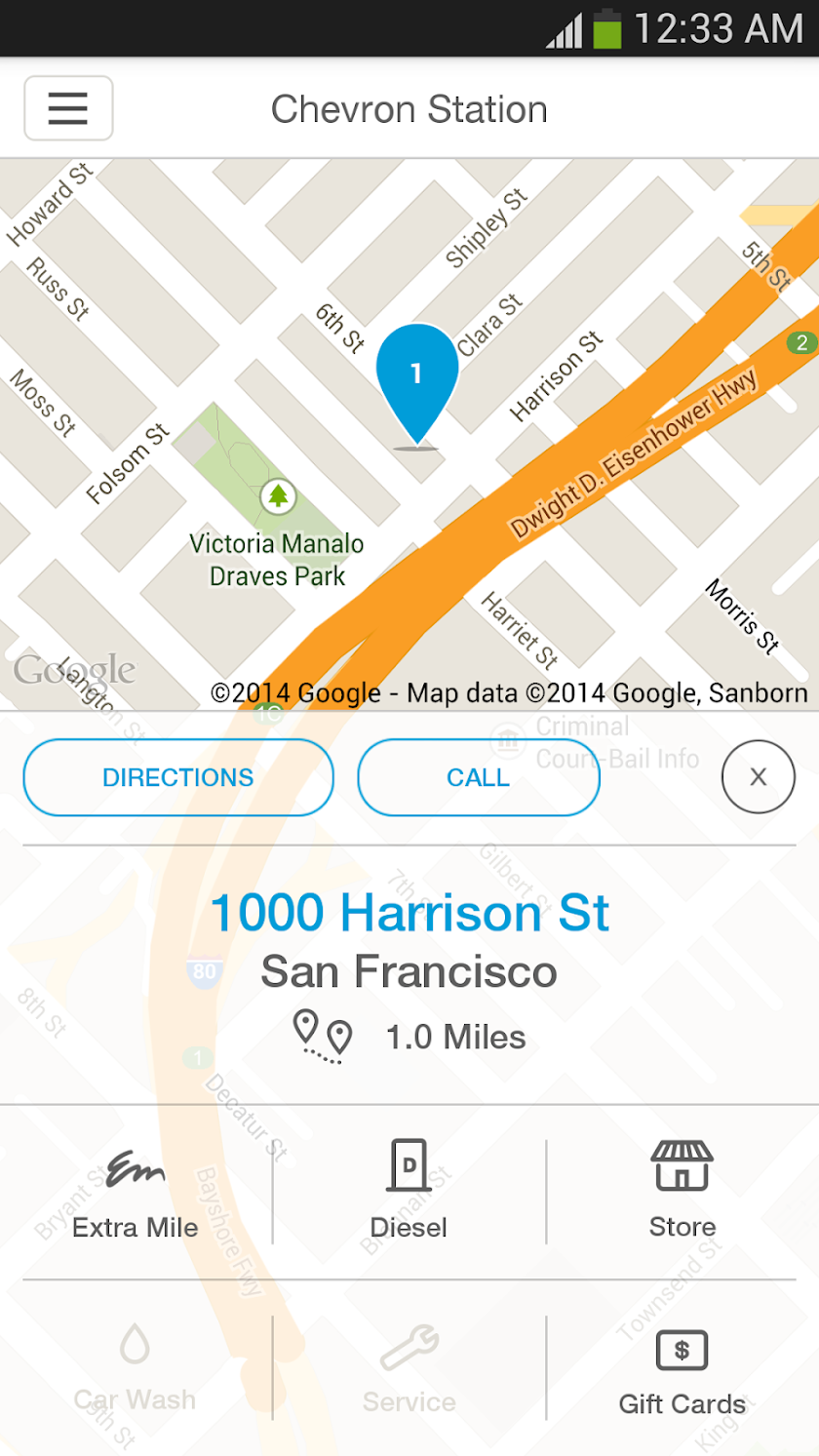 Chevron Station Finder Screen 3