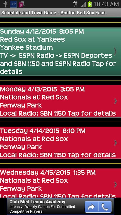 Schedule Boston Red Sox fans - Android Apps on Google Play