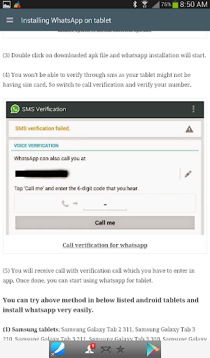Installing WhatsApp on tablet