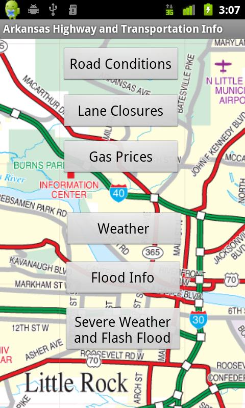 Android application Arkansas State Road Conditions screenshort