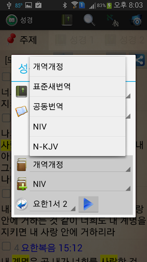 성경 offline 개역개정 새번역 NIV 헬라어